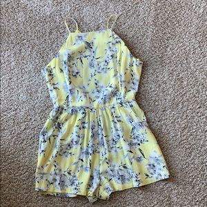 Yellow floral romper (size xs but fits like s)